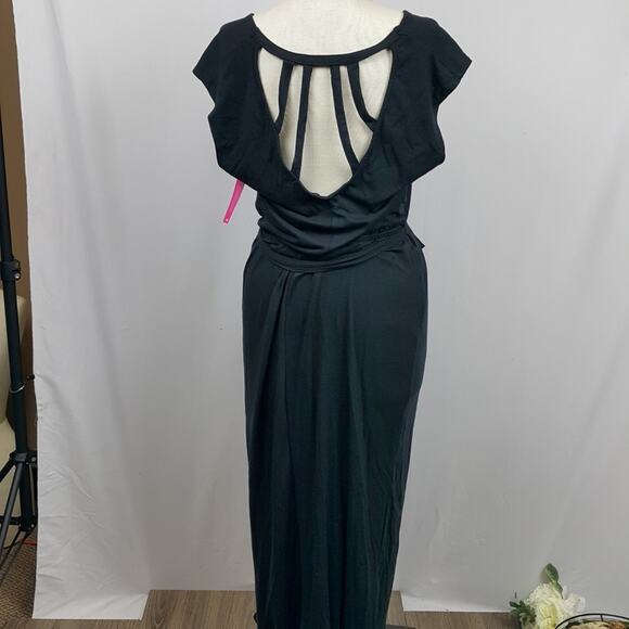 NWT JUSTFAB med black empress maxi dress, cut out design back - Picture 4 of 5